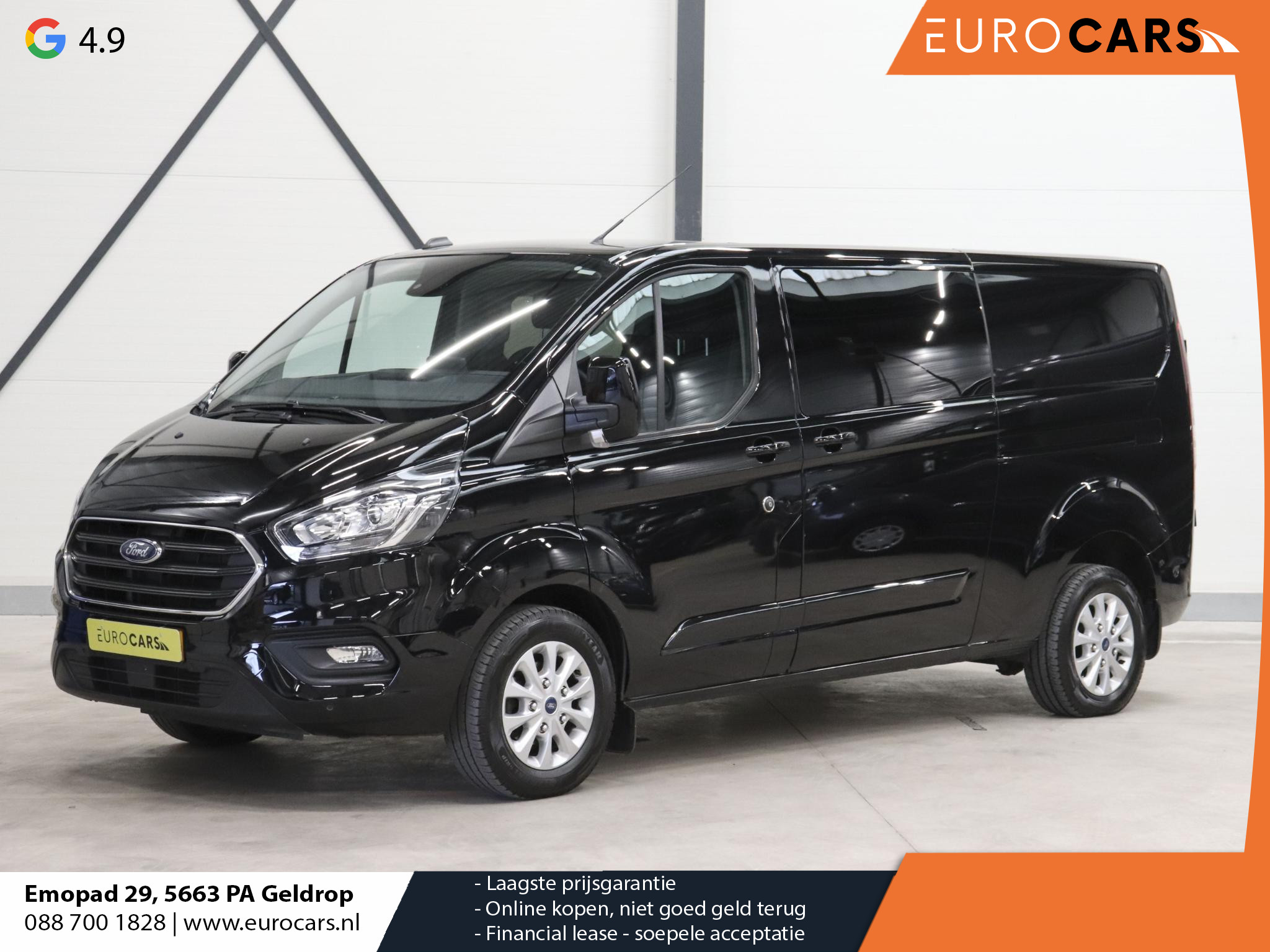 Ford Transit Custom 300 2.0 TDCI L2H1 Limited Dubbele cabine Automaat Navi Airco 2x Schuifdeuren Trekhaak Parkeersensoren Carplay