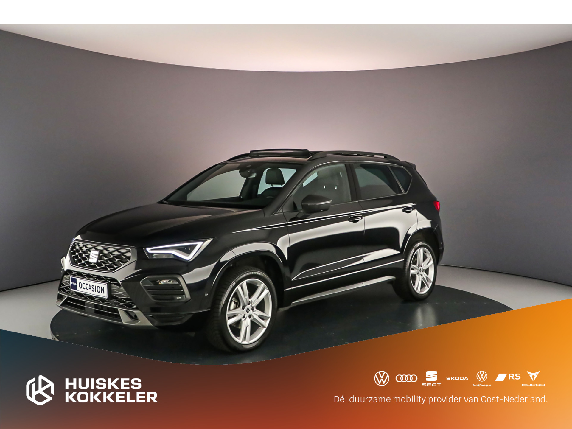 SEAT Ateca FR Business Intense 1.5 TSI 150pk DSG Automaat Panoramadak, Elektrische achterklep, Navigatie, Adaptive cruise control, Achteruitrijcamera, Stuurwiel verwarmd, Parkeersensoren, Stoelverwarming