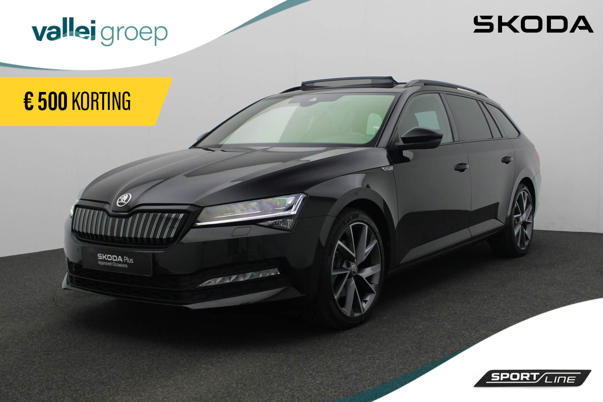 Škoda Superb Combi 1.4 TSI 218PK DSG iV Sportline Business | Pano | Trekhaak | Matrix LED | Adaptief onderstel | CANTON | Navi | 360 camera | 19 inch | ACC