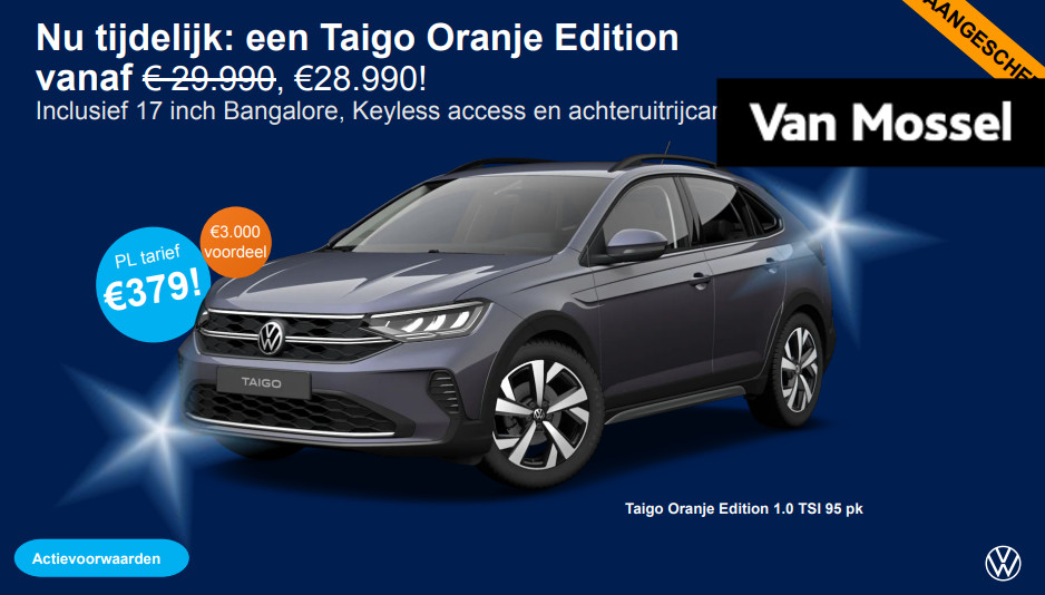 Volkswagen Taigo 1.0 TSI Oranje Edition | Wordt verwacht in week 43 | Velgen 'aberdeen', 17 inch lichtmetaal | Multimedia pakket | Airconditioning automatisch, 2-zone (climatronic) | Smokey grey