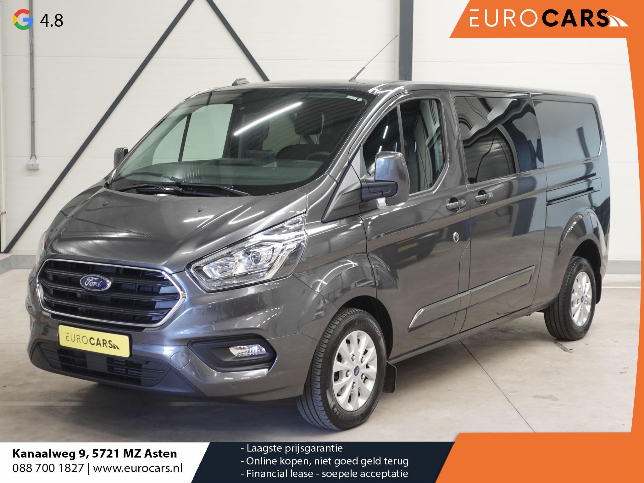 Ford Transit Custom 300 2.0 TDCI L2H1 Limited Dubbele Cabine Automaat Navigatie Airco 2x Schuifdeuren  Trekhaak Parkeersensoren Carplay