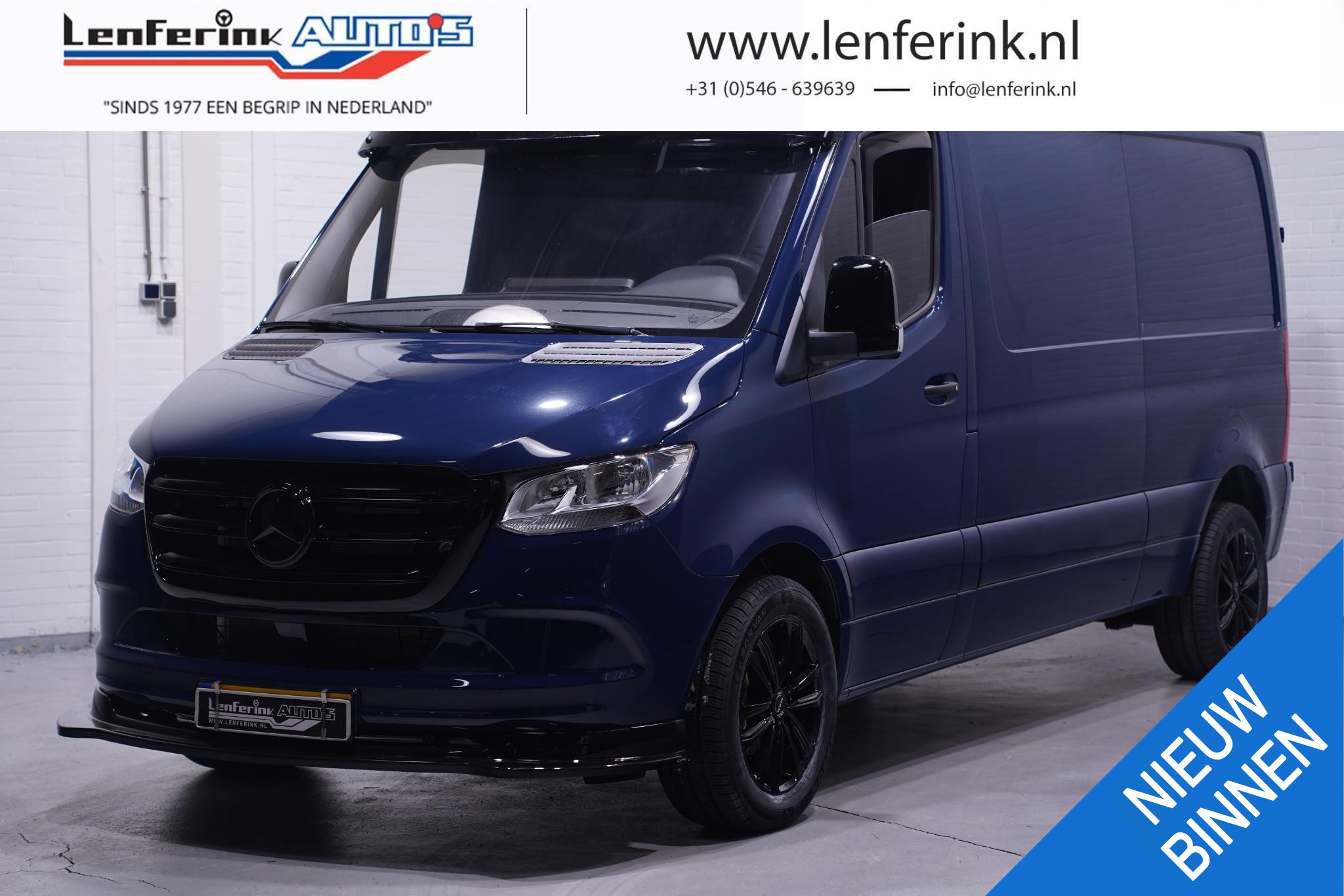 Mercedes-Benz Sprinter 215 CDI 150 pk L2H1 Black&Blue Edition 18' LMV Airco, Zwarte Grille + Spiegelkappen, Zonneklep, 2-Zits, Nieuw