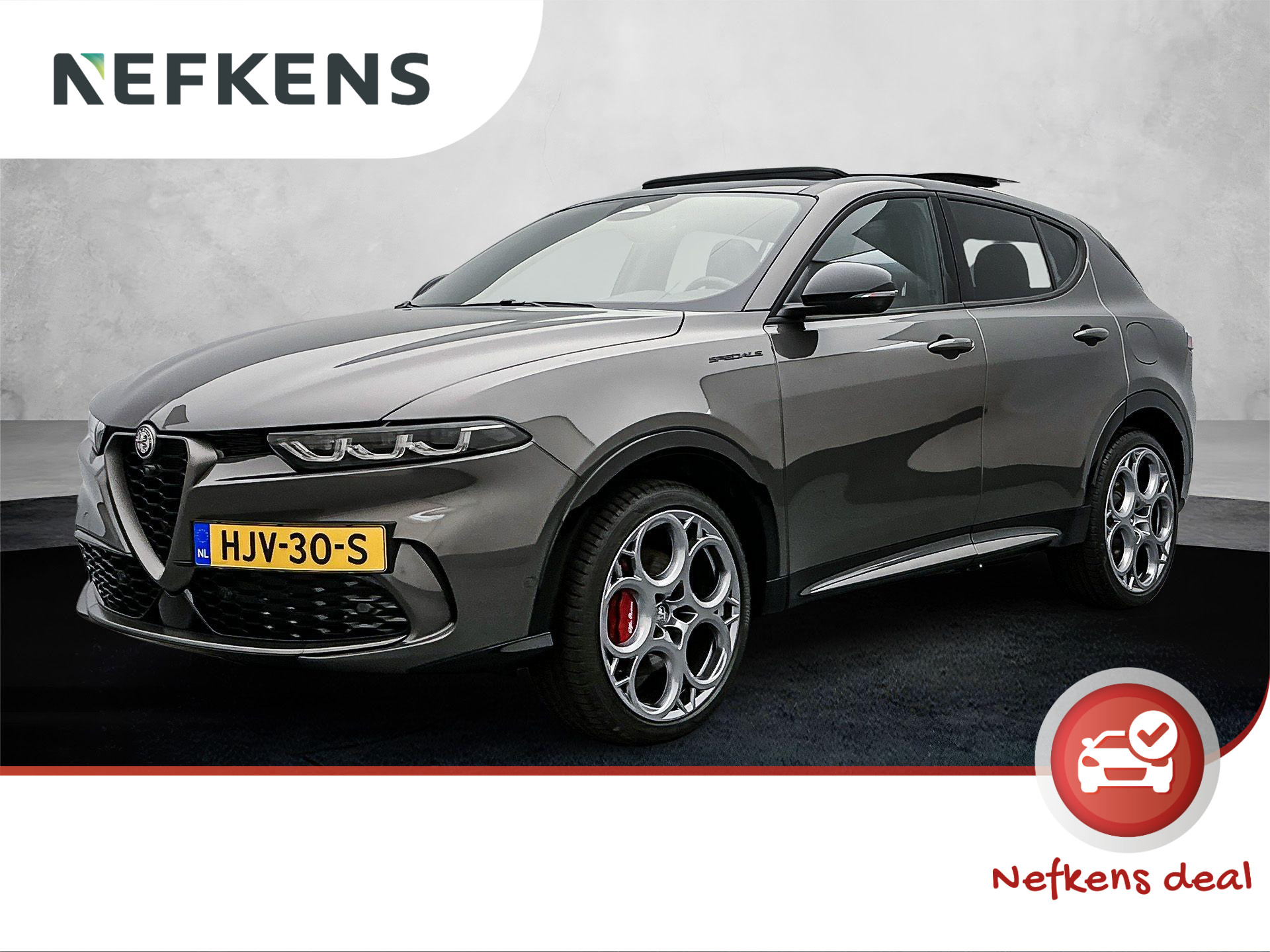 Alfa Romeo Tonale SUV Edizione Speciale Hybrid 280 pk Automaat | Navigatie | Elektrisch Glazen Panoramadak | Rondomzicht Camera | Lederen Bekleding | Voorstoelen Verwarmd | Matrix LED Koplampen | Premium Audio | Dodehoek Detectie | Adaptieve Cruise Control | 20" Lichtmetalen Velgen | Apple Carplay/Android Auto |