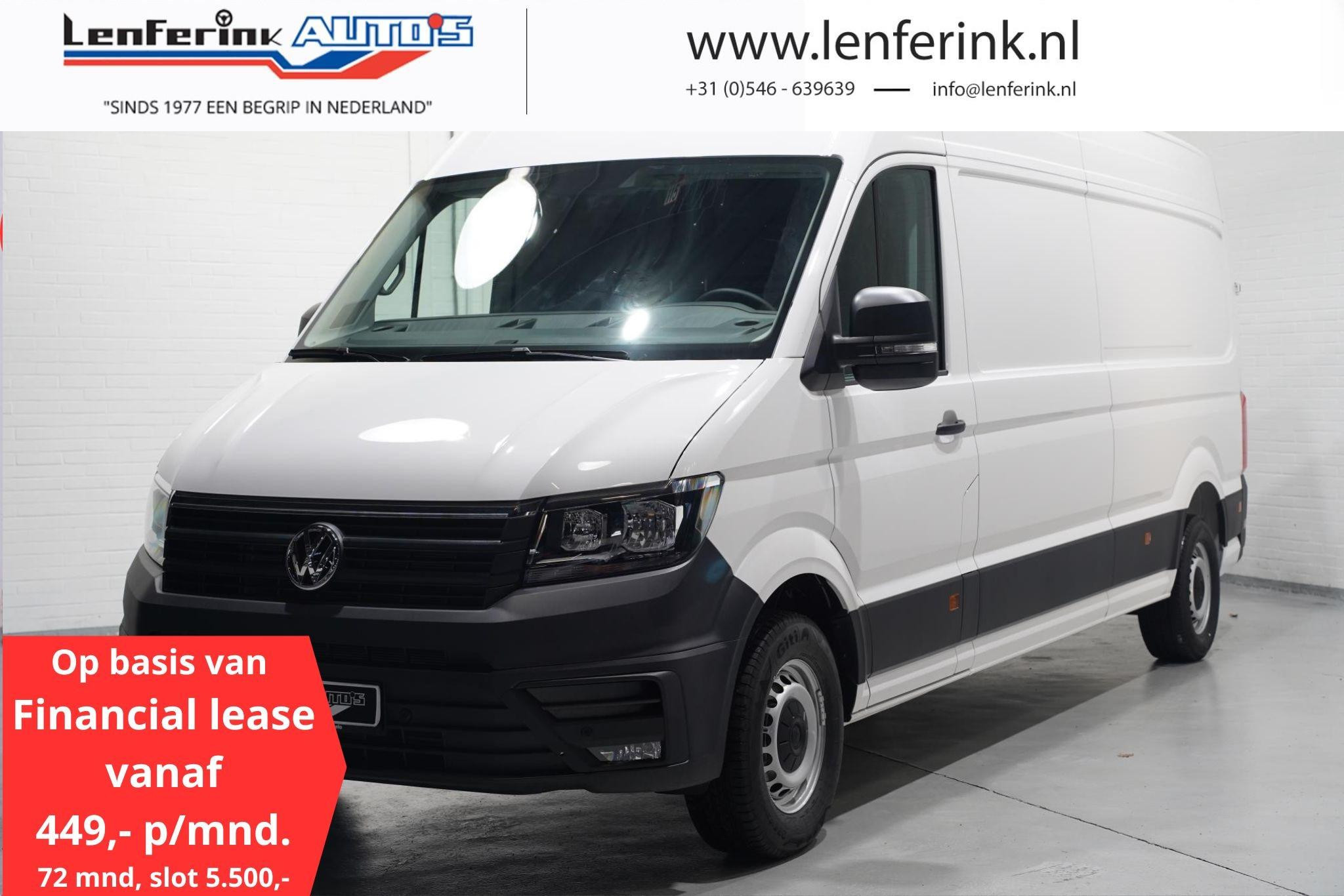 Volkswagen Crafter 2.0 TDI 140 pk L4H3 va 449,- p/mnd Airco Cruise Control, Geveerde Stoel, PDC V+A, 3-Zits, Nieuw 2023