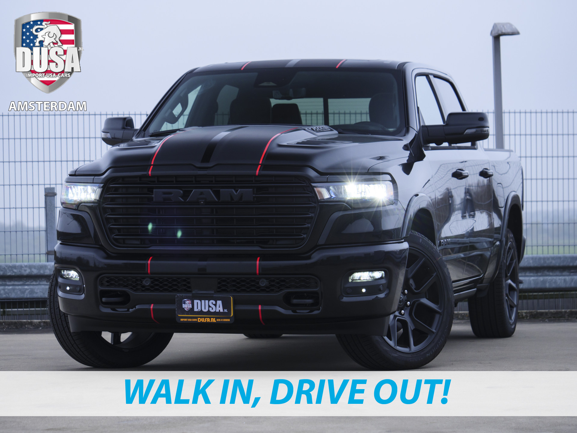 Dodge Ram 1500 Laramie | Night Edition | Crew Cab | 4X4 | 2025 Panorama | Niveau regeling | 14,4-inch Touchscreen | Passenger Display Meerprijs extra opties / Accessoires zoals Deksel, Backflip, Fenders, wraps, Stripings etc