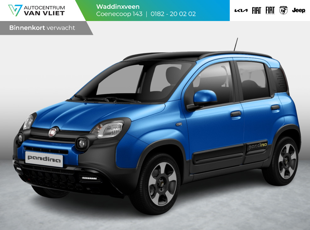 Fiat Panda Hybrid Pandina | Airco | Cruise | Priv Glass | Dakrails | 15" | PDC | Apple Carply | Blue Italia