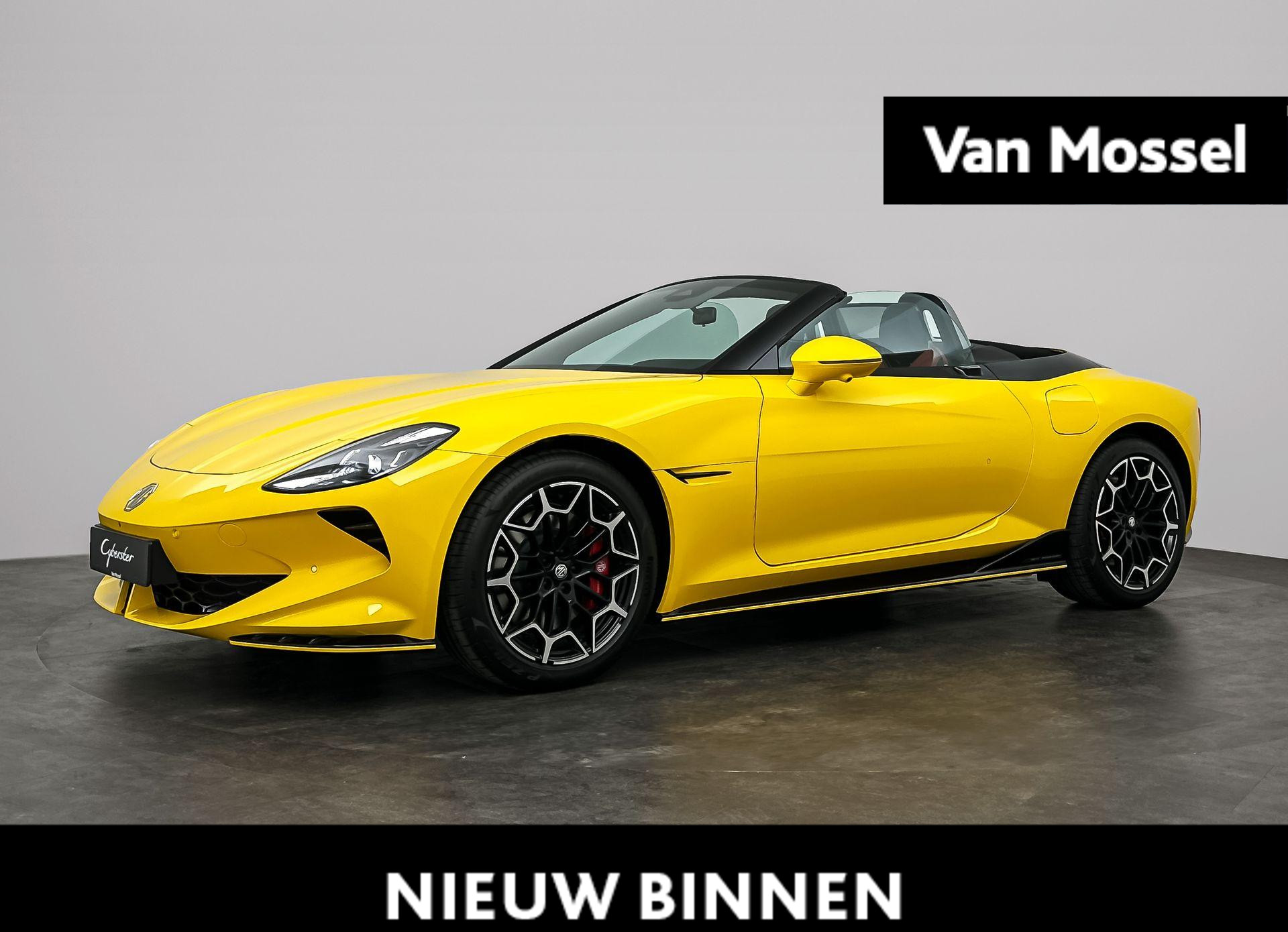 MG Cyberster Trophy Extended Range 77kWh | Showroommodel | 507 KM Bereik WLTP  | Zwarte Kap | Rood Leder | Inca Yellow