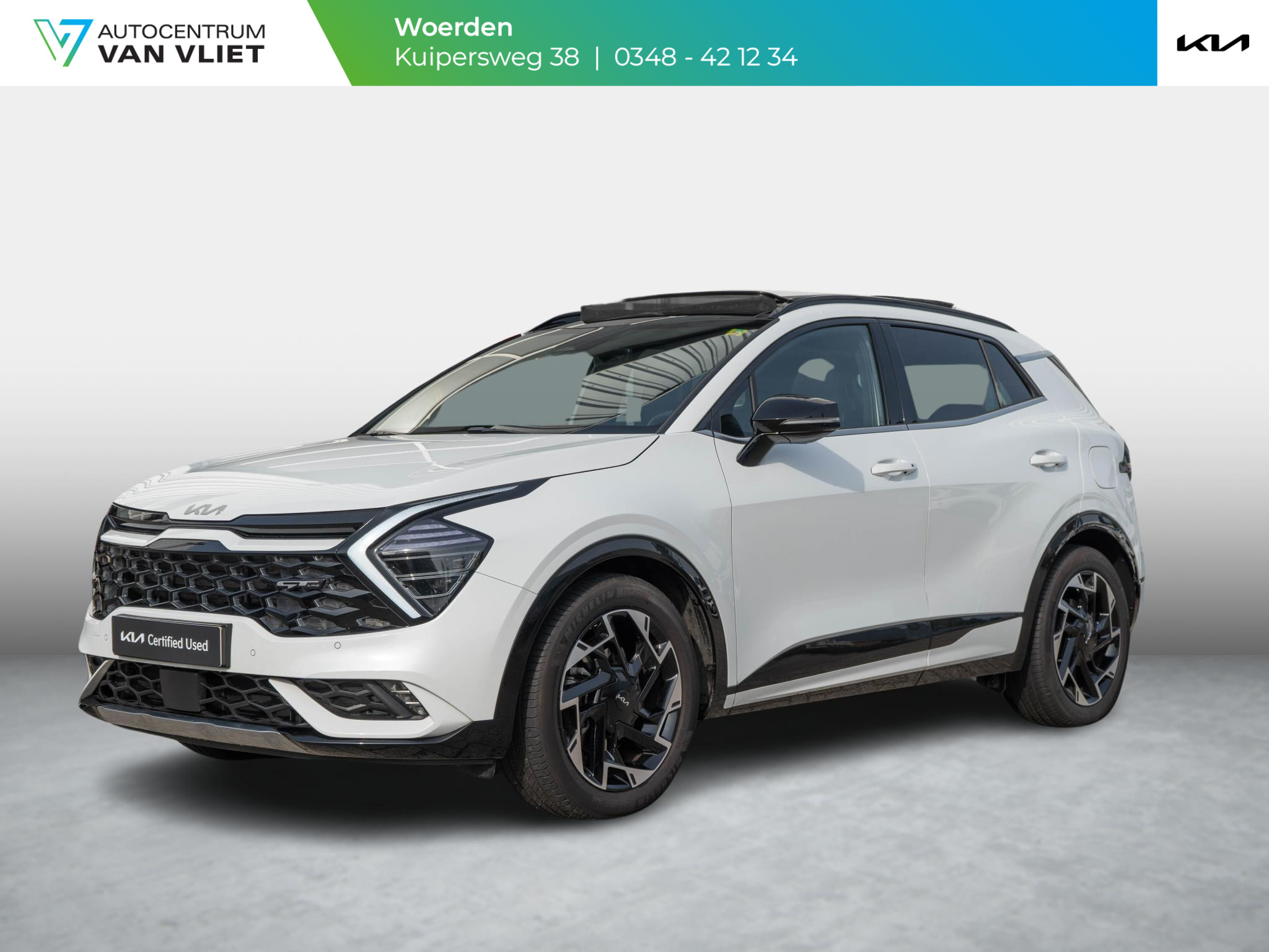 Kia Sportage 1.6 T-GDi GT-Line | Afn. Trekhaak | 1650kg Trekgewicht | All-season | Stoel-/stuurverwarming | Schuif-/kanteldak | Camera | CarPlay | 19'' | LED