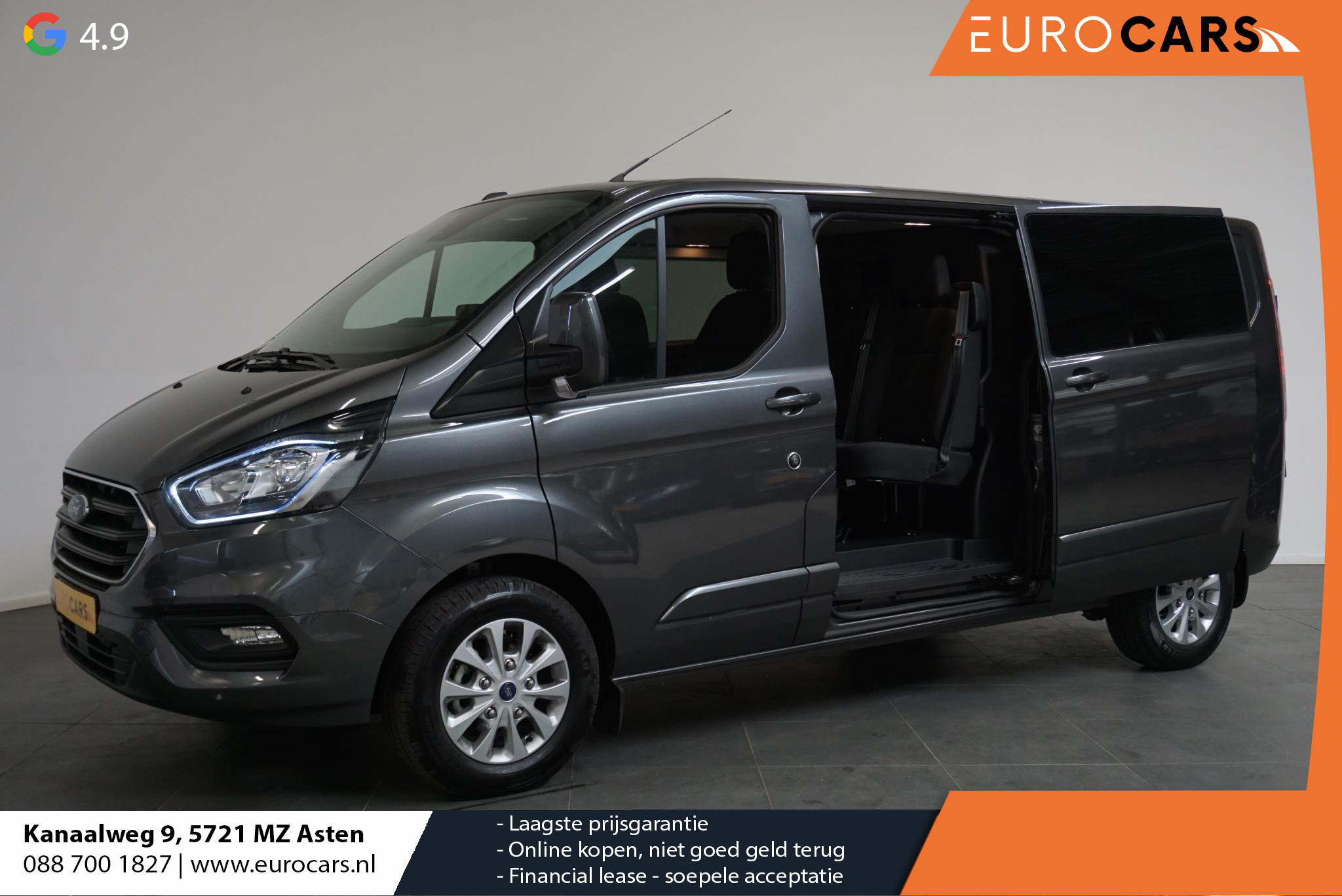 Ford Transit Custom 300 2.0 TDCI L2H1 Limited Dubbele Cabine Automaat Navigatie Airco 2 Schuifdeuren  Trekhaak  PDC Carplay DAB