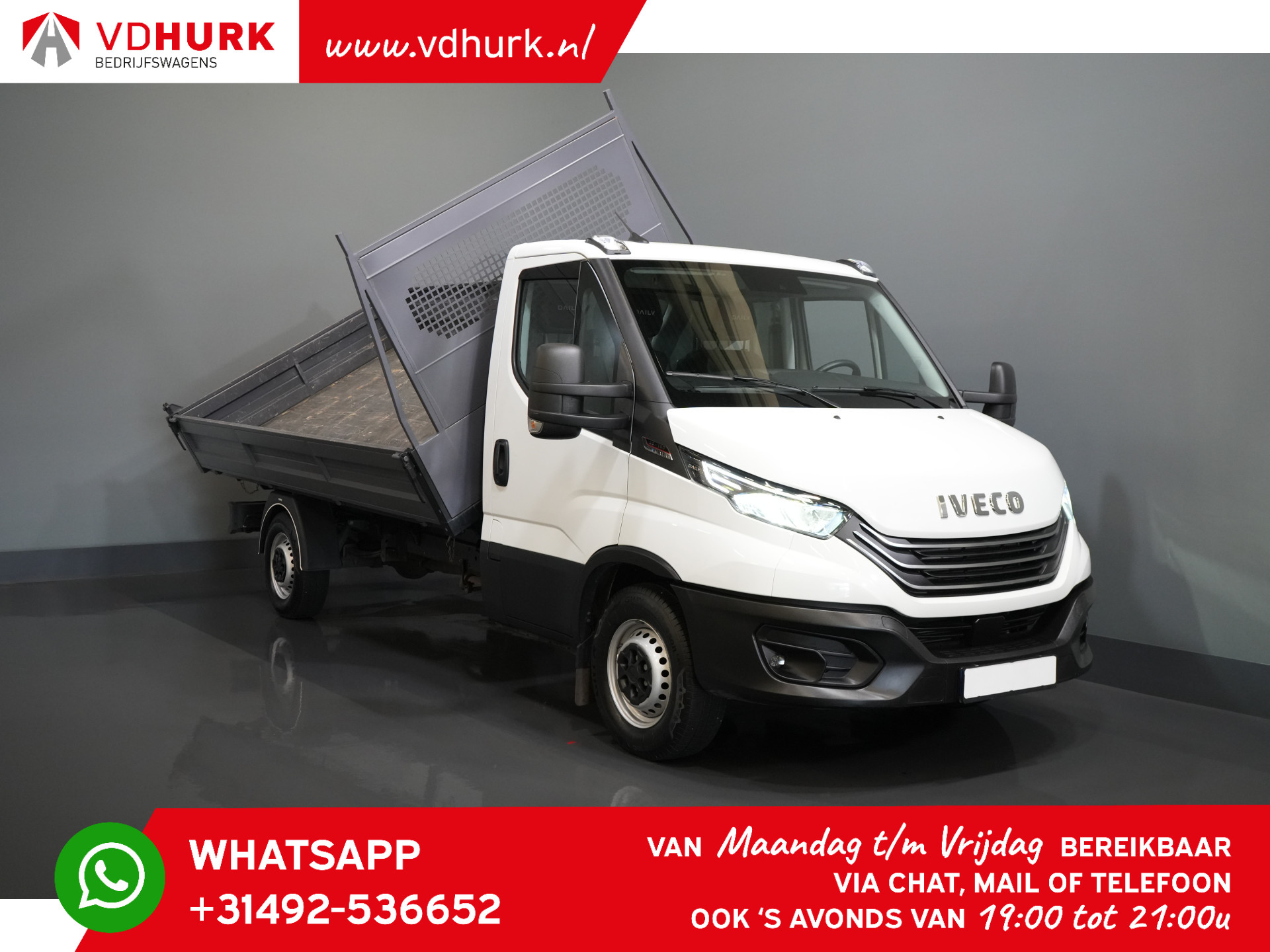 Iveco Daily 35S18H 3.0 180 pk Aut. (ZF) 3 Zijde Kipper/ kieper/ Tipper/ 3.5T trekverm./ Open laadbak/ dreiseiten/ Pritsche/ 397x200x40