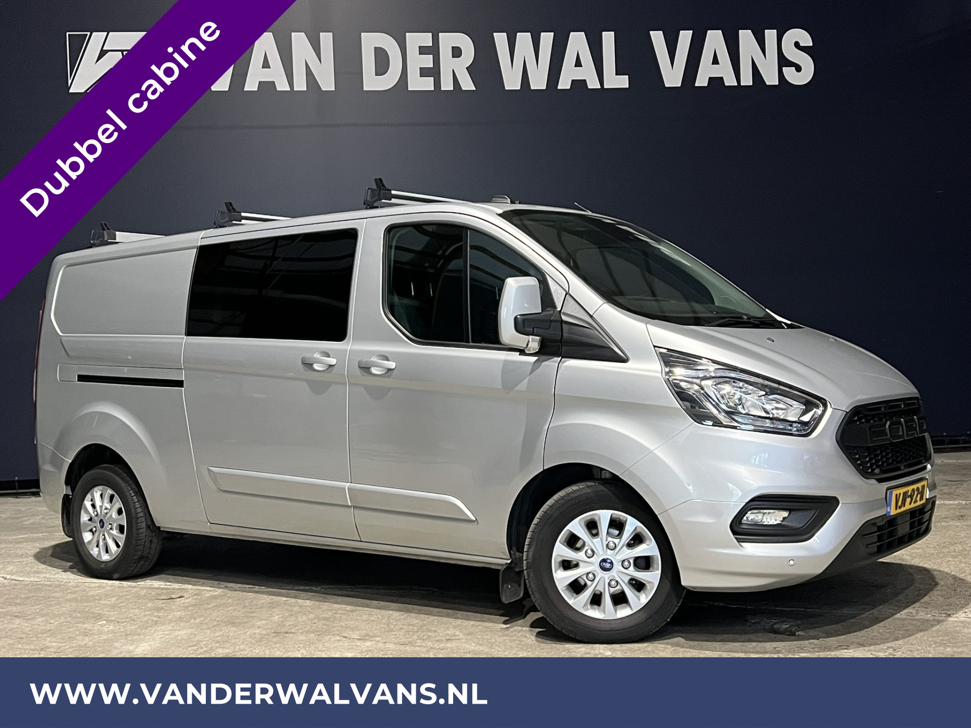 Ford Transit Custom 2.0 TDCI Automaat L2H1 Dubbele Cabine Euro6 Airco | 2x zijdeur | Navigatie | Camera Trekhaak, LED, Cruisecontrol, Parkeersensoren, Stoelverwarming, Verwarmde voorruit, Dakdragers, Android Auto, Apple Carplay, 5-Zits