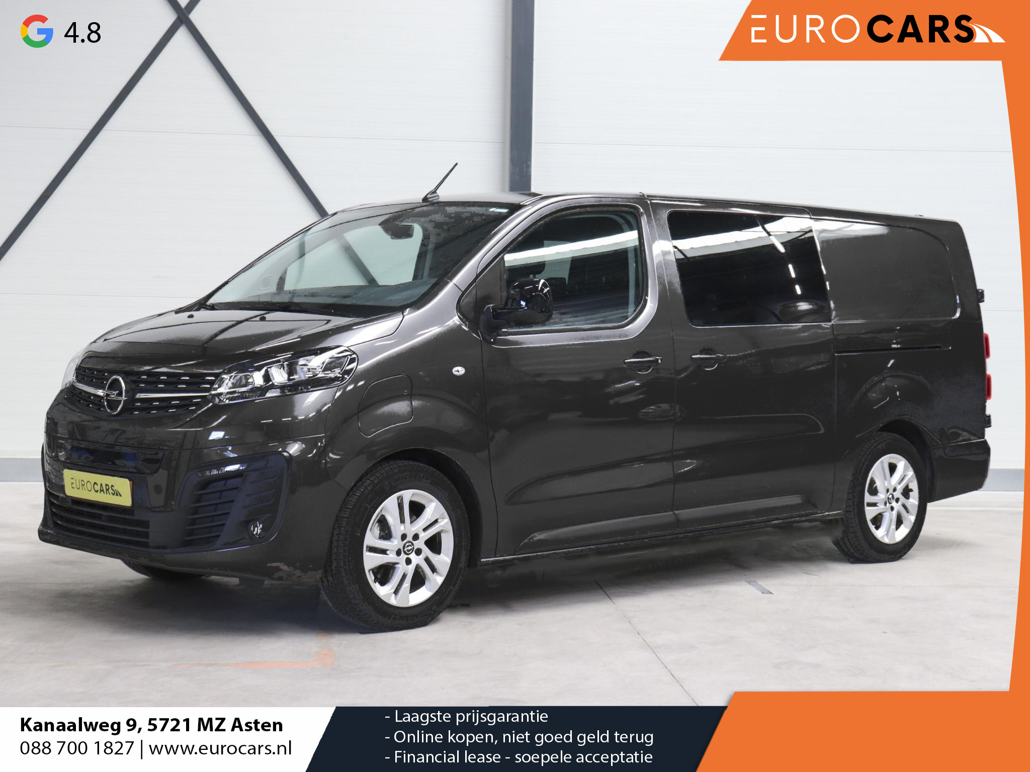 Opel Vivaro-e L3 75 kWh 6-Persoons Dubbele Cabine Automaat Airco Bluetooth Cruise Control 2x Schuifdeur