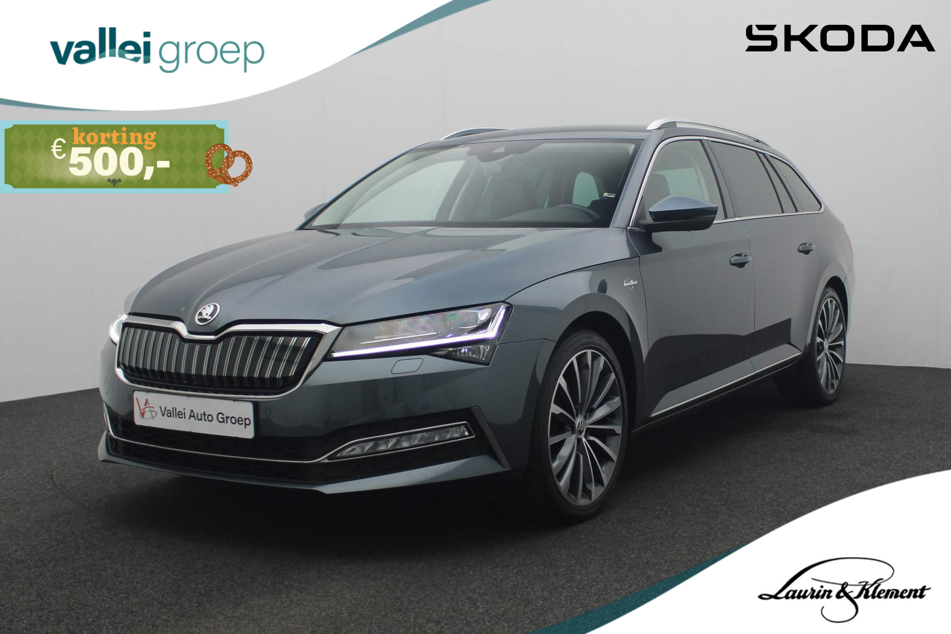 Škoda Superb Combi 1.4 TSI 218PK DSG iV Laurin & Klement | Leer | Stoelventilatie | Adaptief onderstel | Matrix LED | 360 camera | 19 inch | CANTON sound | Keyless | Navi