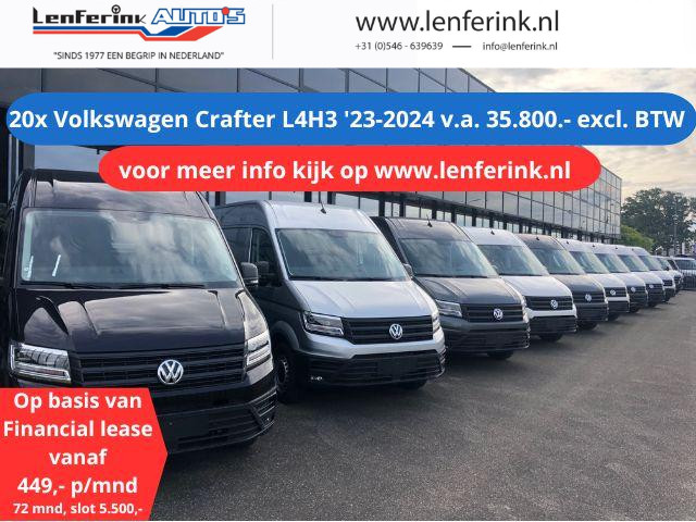 Volkswagen Crafter 20x 2.0 TDI 140/177 pk L4H3 2023-2024 va 449,- p/m Airco, Cruise Control, PDC V+A, 3-Zits, Nieuw uit voorraad