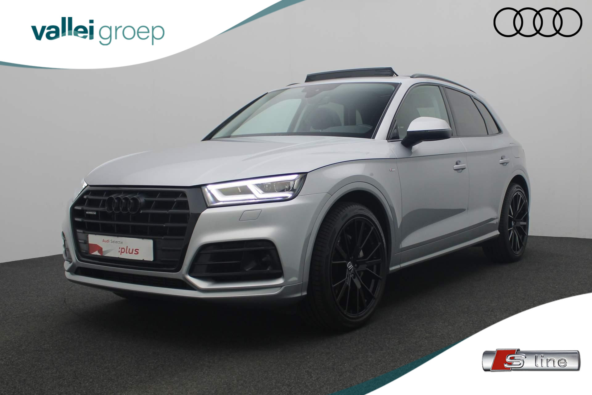 Audi Q5 50 TFSI e 299PK S-tronic quattro Pro Line | S-Line ext. | Pano | Trekhaak | Luchtvering | ACC | 21 inch | Navi | Zwart optiek