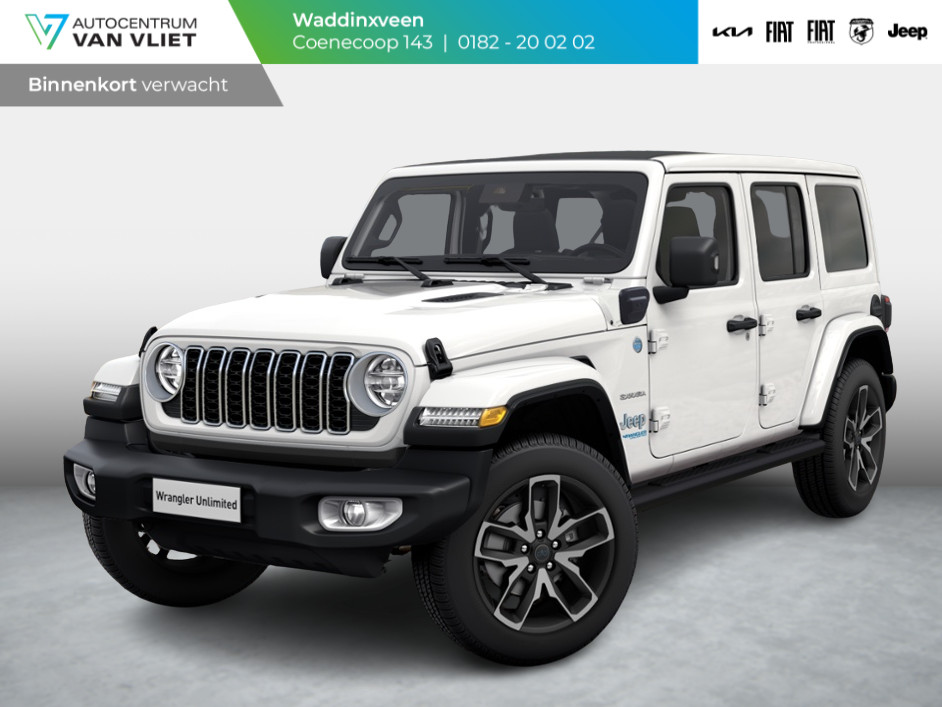 Jeep Wrangler Unlimited 4xe 380 Sahara | MY25 | Sky One-Touch Power Soft Top | 20" met M+S banden | Geel kenteken !