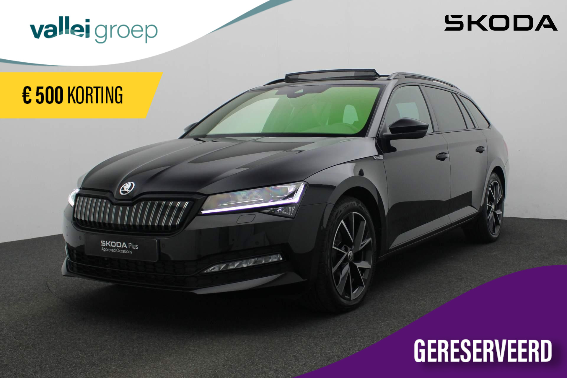 Škoda Superb Combi 1.4 TSI 218PK DSG iV Sportline Business | Pano | Trekhaak | Matrix LED | Leder/alcantara | Navi Columbus | Adaptief onderstel | 360 Camera | Geheugenstoel | Stoelverwarming | ACC | Keyless