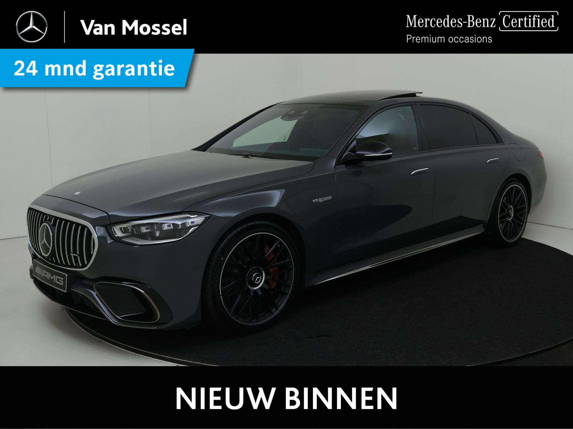 Mercedes-Benz S-Klasse 63 AMG S E Performance V8 MANUFAKTUR Siliciumgrijs / Keramische remmen/ Rear Executive pakket / Entertainment Achter/ Burmester 4D / AMG Exclusief pakket / Achteras Besturing / AMG Ride Control +