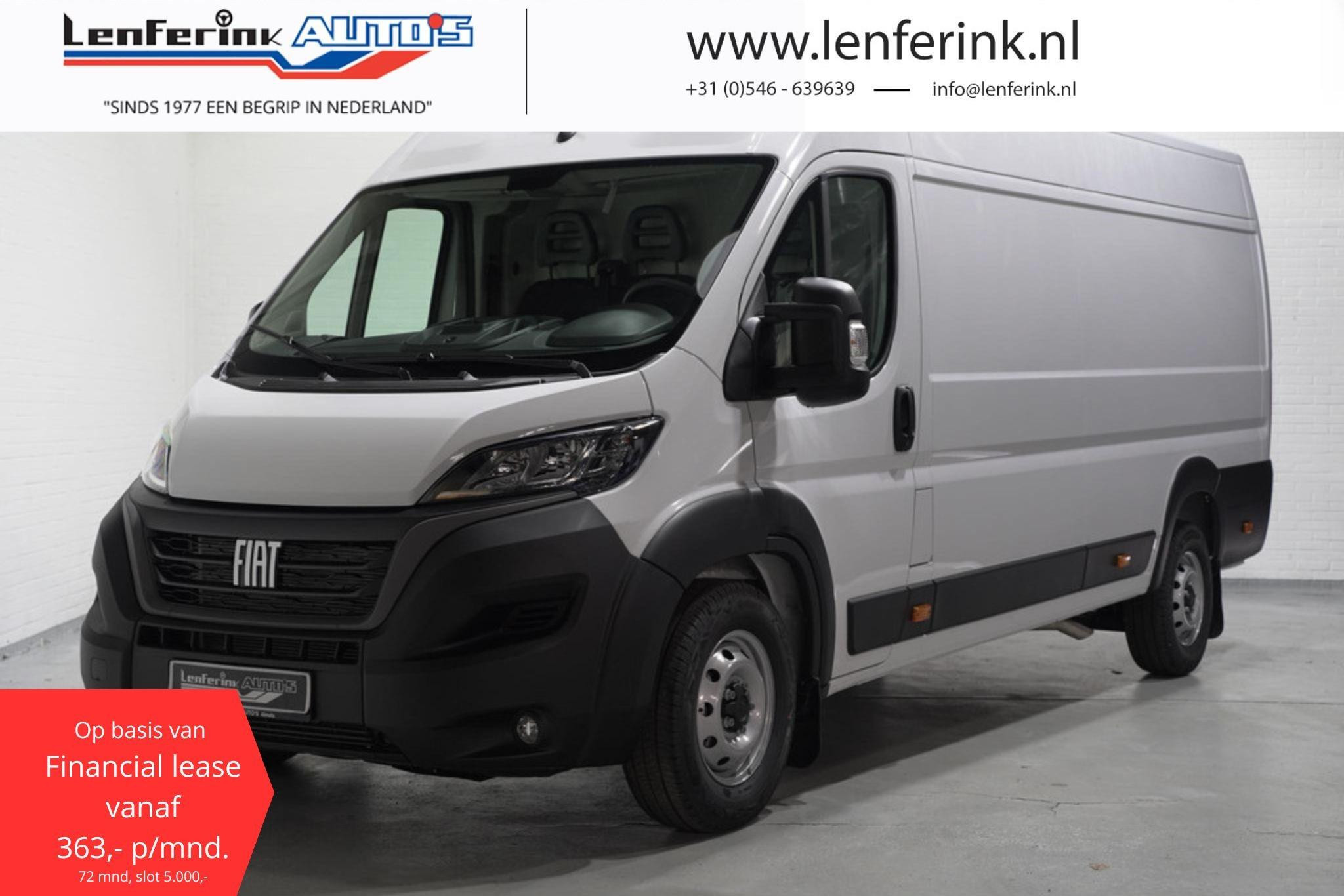 Fiat Ducato 2.2 MultiJet 140 pk L4H2 Airco, va 363,- p/mnd Cruise control, DAB+, PDC achter, 3-Zits, Nieuw, 6x Voorraad