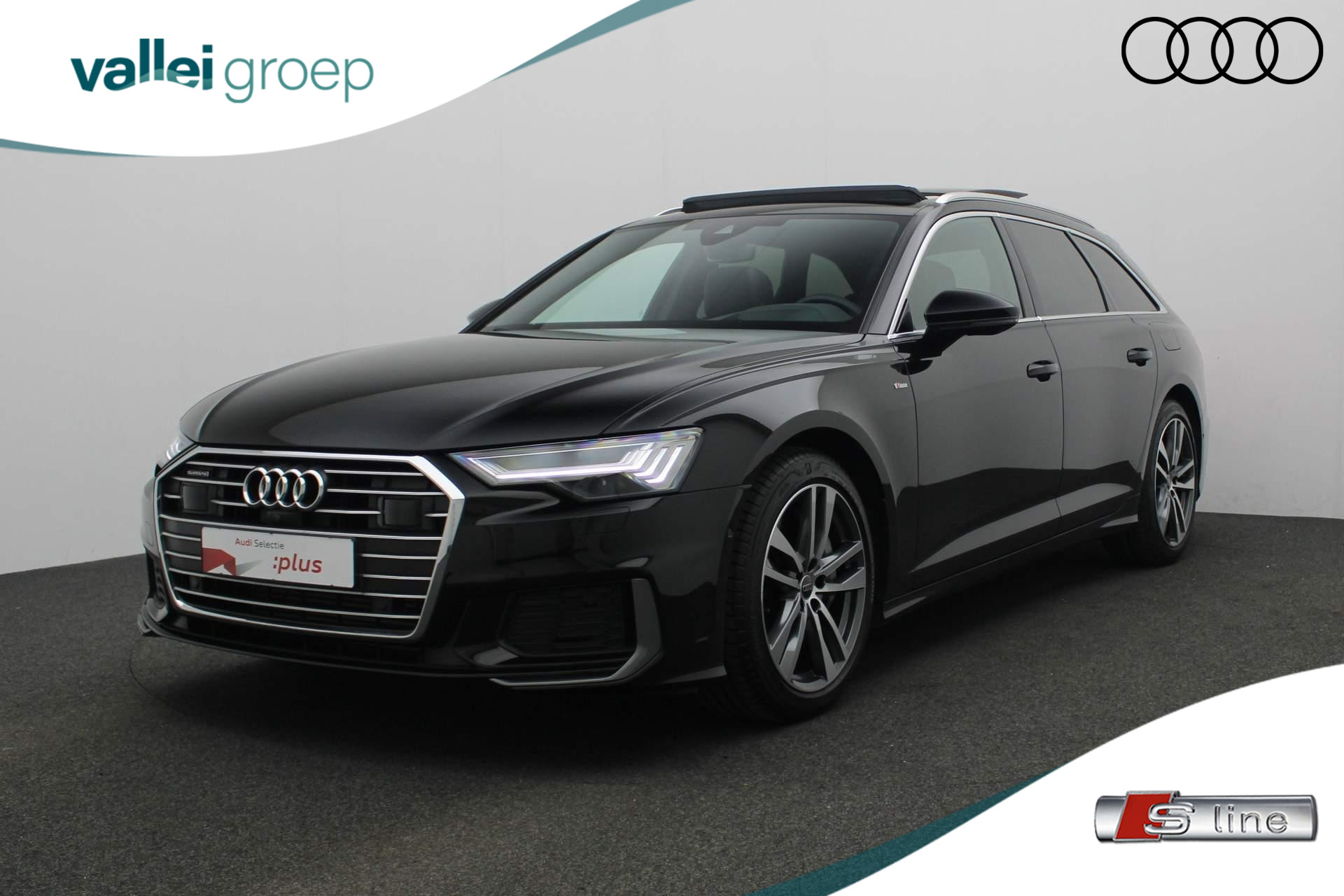 Audi A6 Avant 50 TFSI e 299PK S-tronic quattro S edition / S-Line | Pano | Trekhaak | B&O | HD Matrix LED | Demperregeling | HUD | Geheugenstoel | 360 Camera | Leder/alcantara