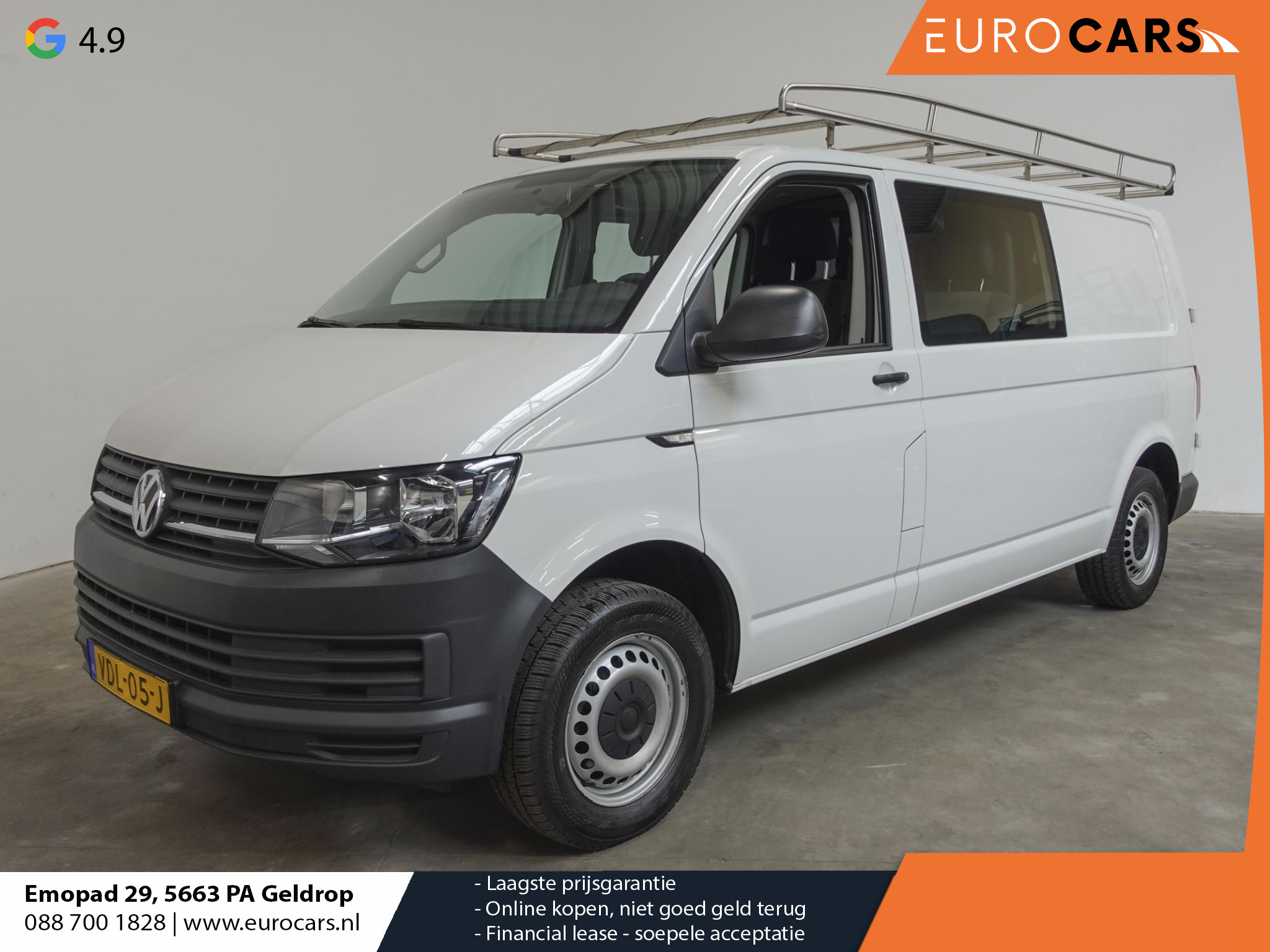 Volkswagen Transporter T6 L2H1 102pk 102pk Dubbele cabine Airco Cruise Trekhaak Imperiaal Bluetooth