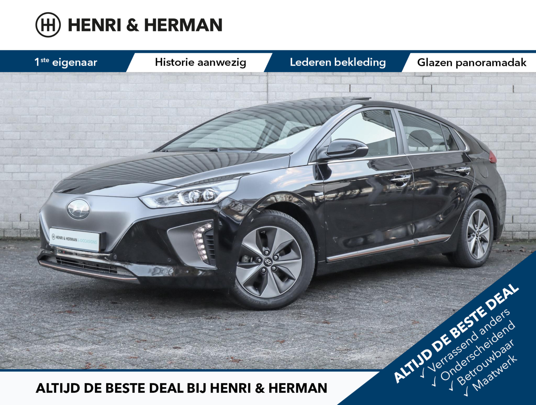 Hyundai IONIQ Premium EV (2.000 euro Subsidie!!/LEER/4%BIJT.!!/1ste eig./LED/Open dak)