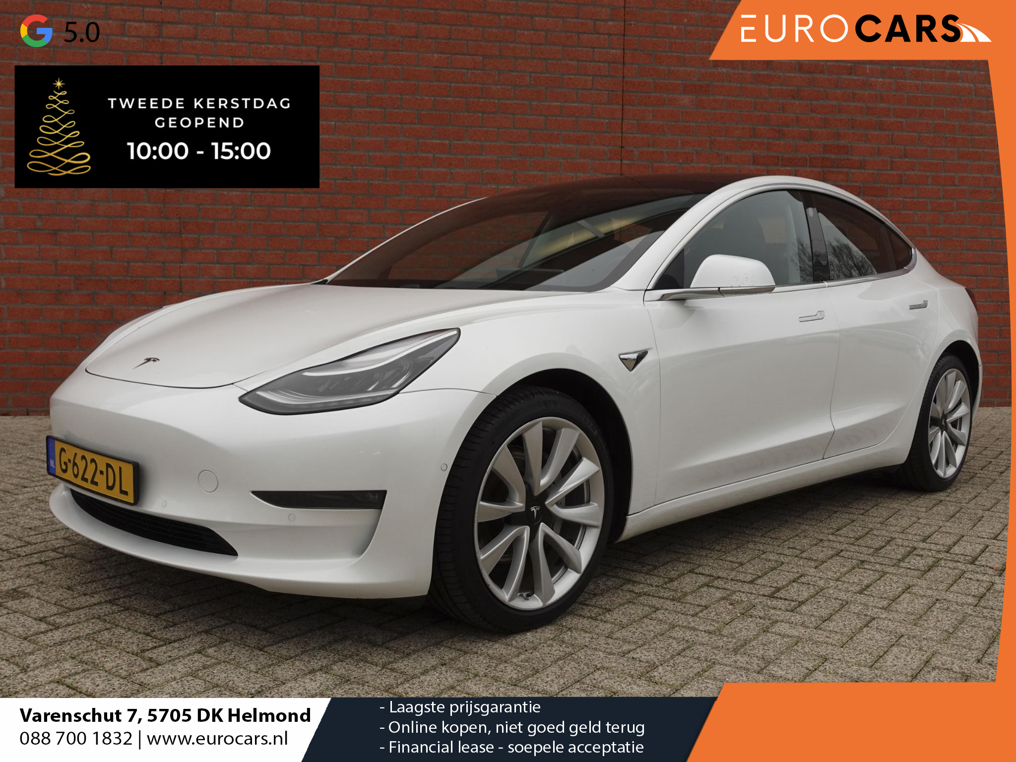 Tesla Model 3 Long Range AWD 75 kWh 19" LM Velgen Leder Full Self Driving LED Trekhaak Navi Autopilot Panoramadak Airco/ECC Stoelverwarming