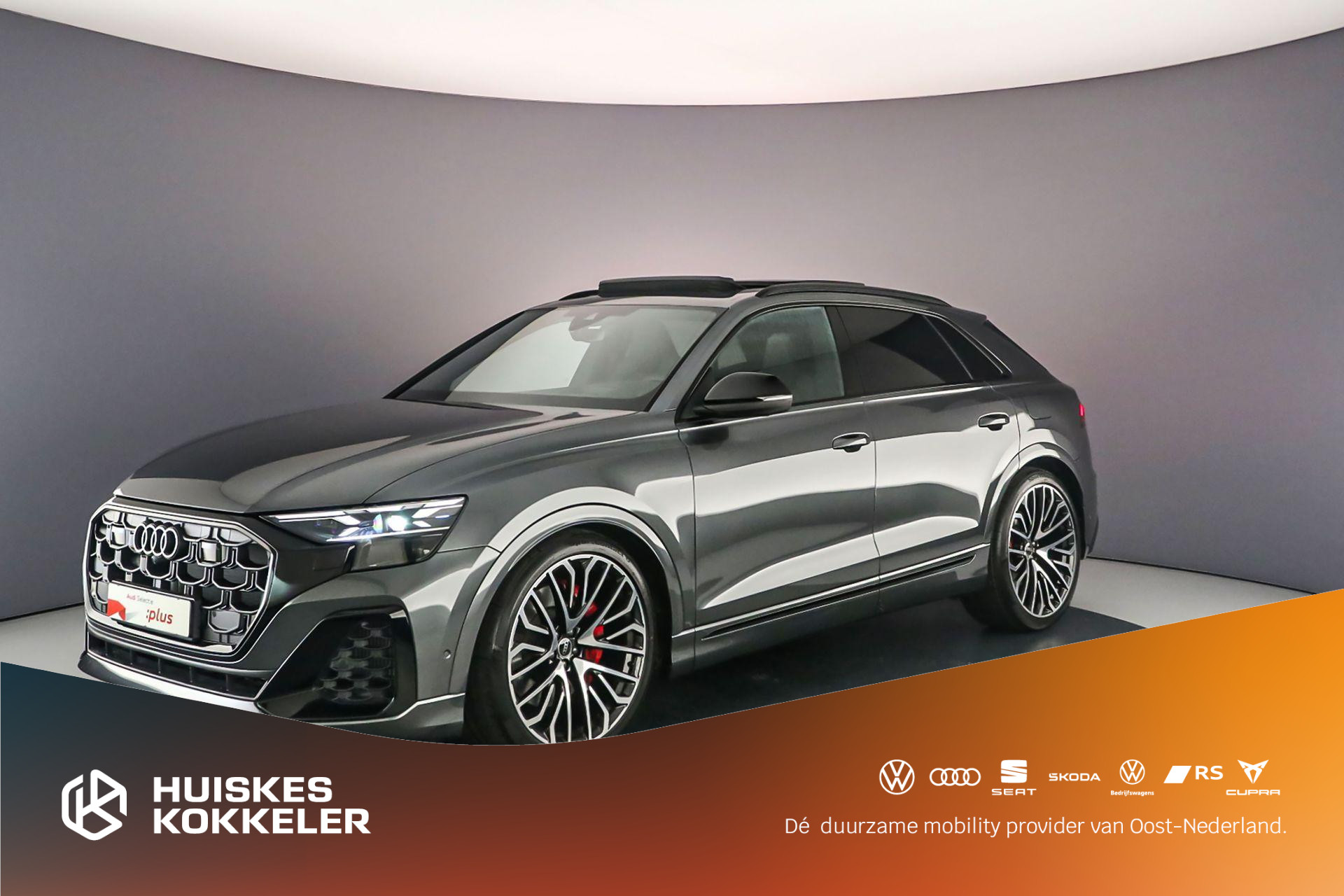 Audi Q8 60 TFSI e Pro Line S Comp. | Adv. Onderstel  B&O | 4-Wiel Besturing| Pano | Head Up | Trekhaak | S-Stoelen | 23 inch | HD-Matrix | 360Cam | Keyless | Leder | Carbon |