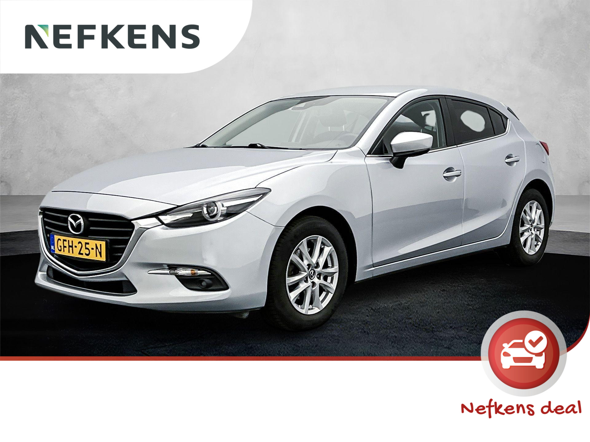 Mazda 3 SkyLease 120 pk Automaat | Navigatie | Parkeersensoren Achter | Voorstoelen Verwarmd | Start/Stop Systeem | Dodehoek Detectie | Climate Control | 16" Lichtmetalen Velgen |