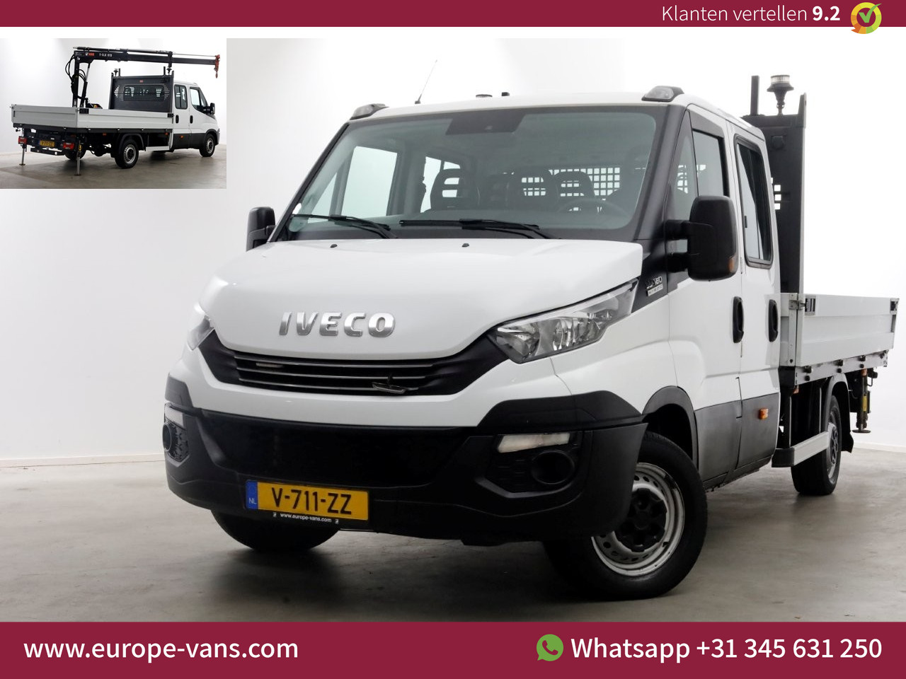 Iveco Daily 35S18 3.0 180pk HiMatic Automaat D.C. Open Laadbak + HIAB Kraan 06-2019