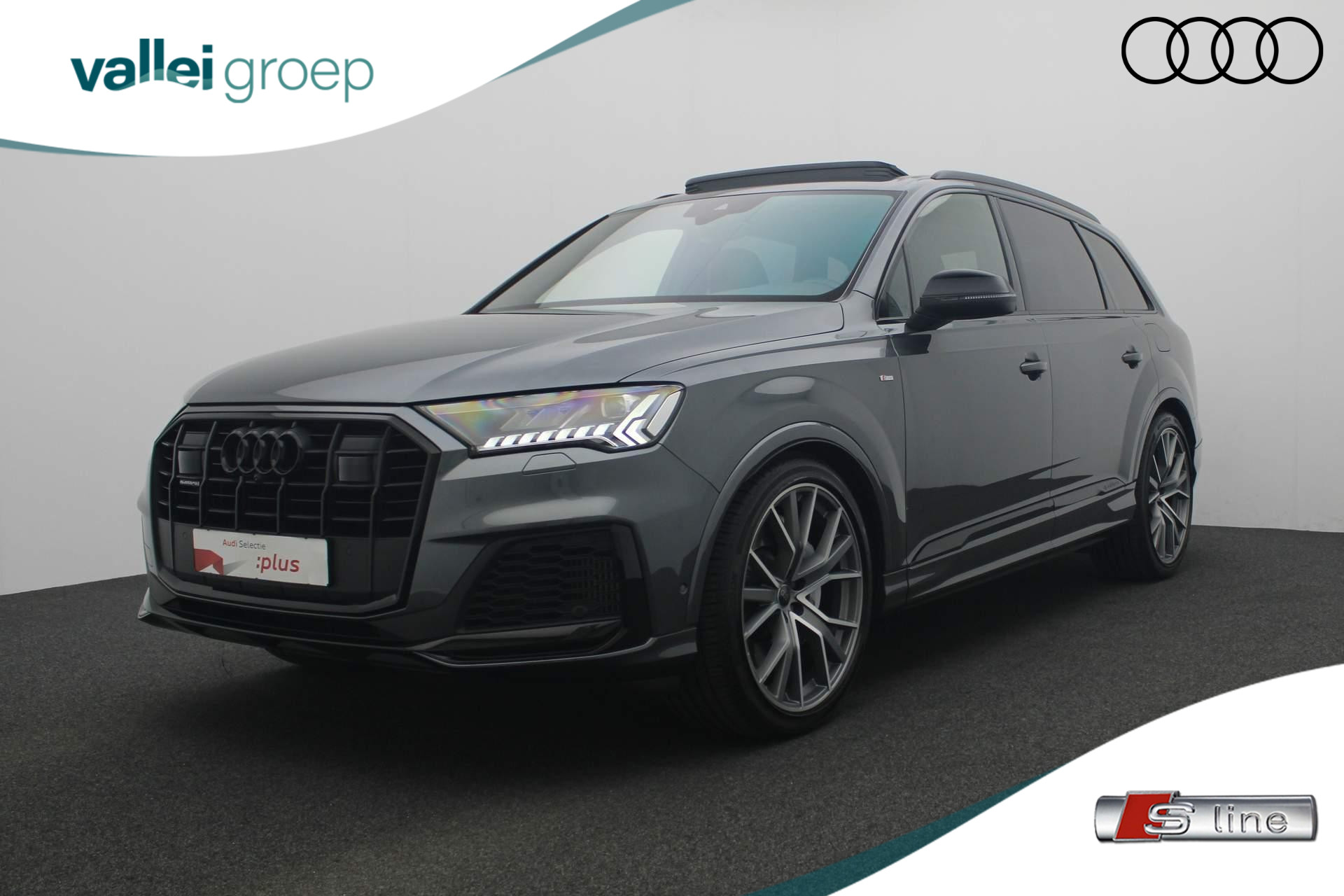 Audi Q7 55 TFSI e 381PK tiptronic quattro Pro Line S | Pano | Trekhaak | Luchtvering | B&O | Matrix LED | Camera | Leder/alcantara | Elektr. voorstoelen | Stuur-stoelverwarming