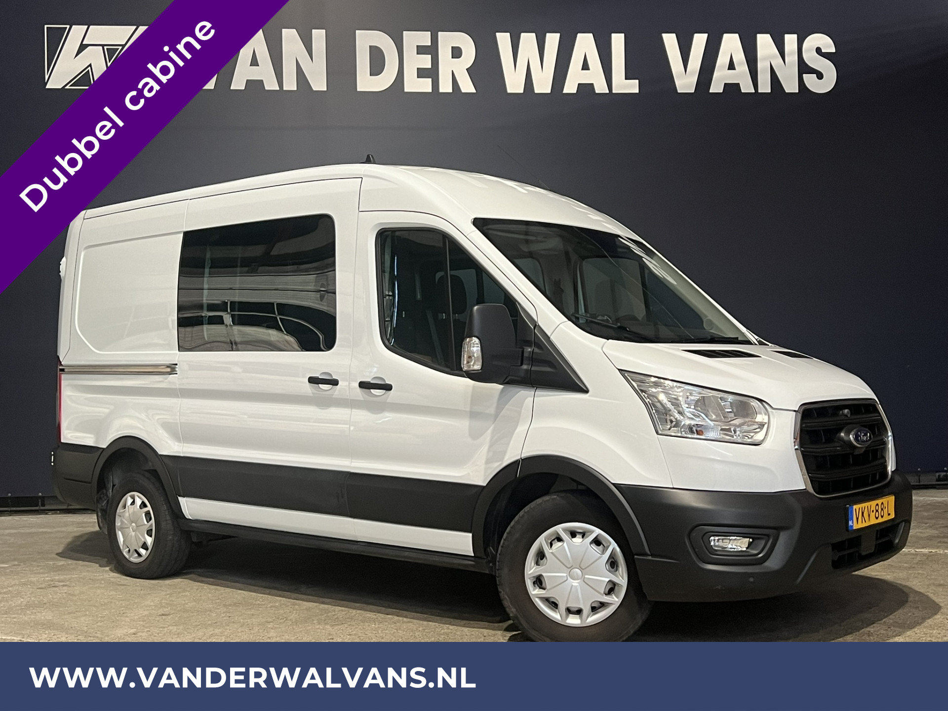 Ford Transit 2.0 TDCI 130pk Automaat L2H2 Dubbele cabine Euro6 Airco | 6-zits | Camera | Apple Carplay Navigatie, Android Auto, Trekhaak, Verwarmde voorruit, Cruisecontrol, Parkeersensoren