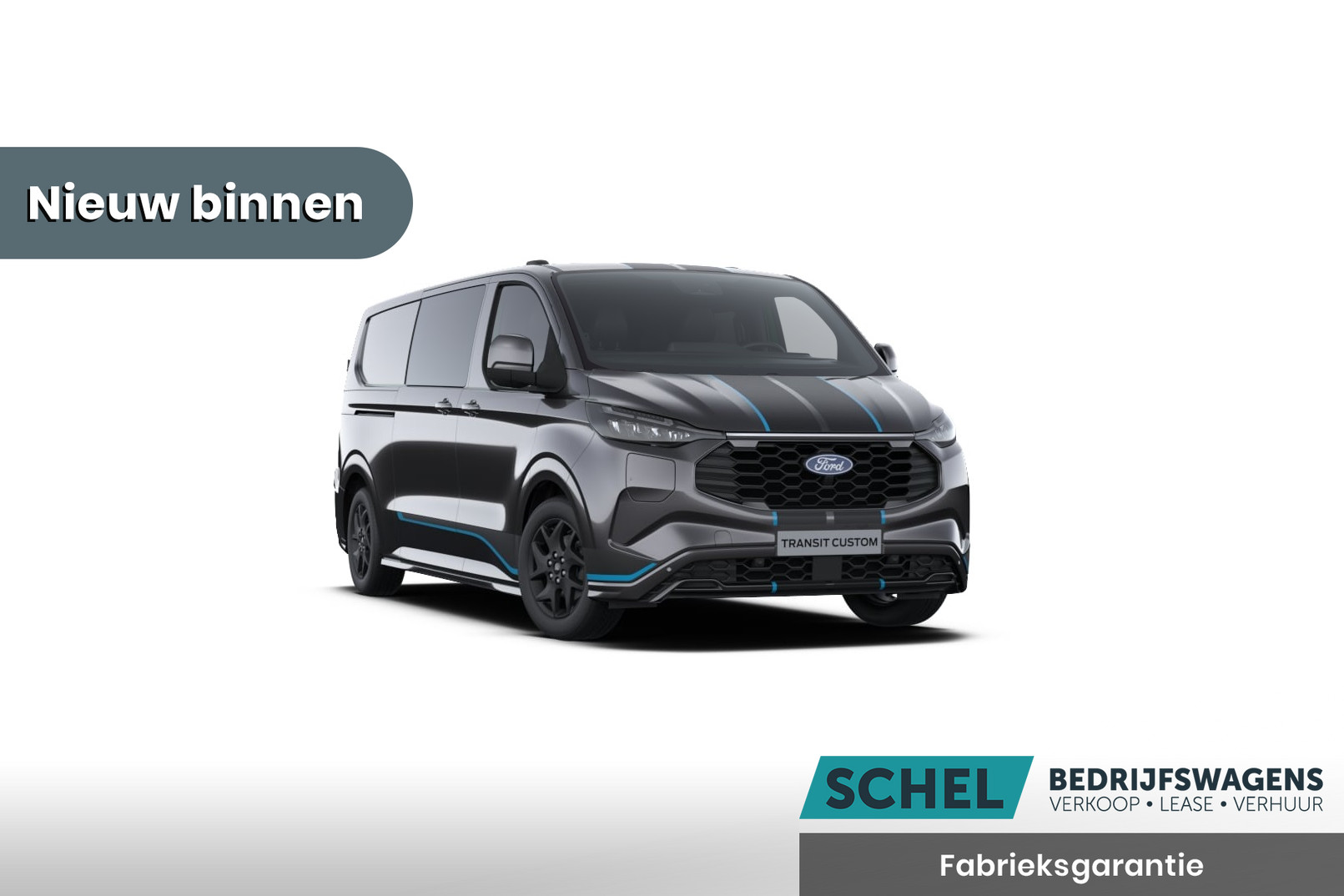 Ford Transit Custom 300 2.0TDCI 170pk L2H1 Sport DC FWD - 19" LM velgen - ACC - Blind spot - Navi - Camera - Verwarmd stuur - 70l tank - Rijklaar