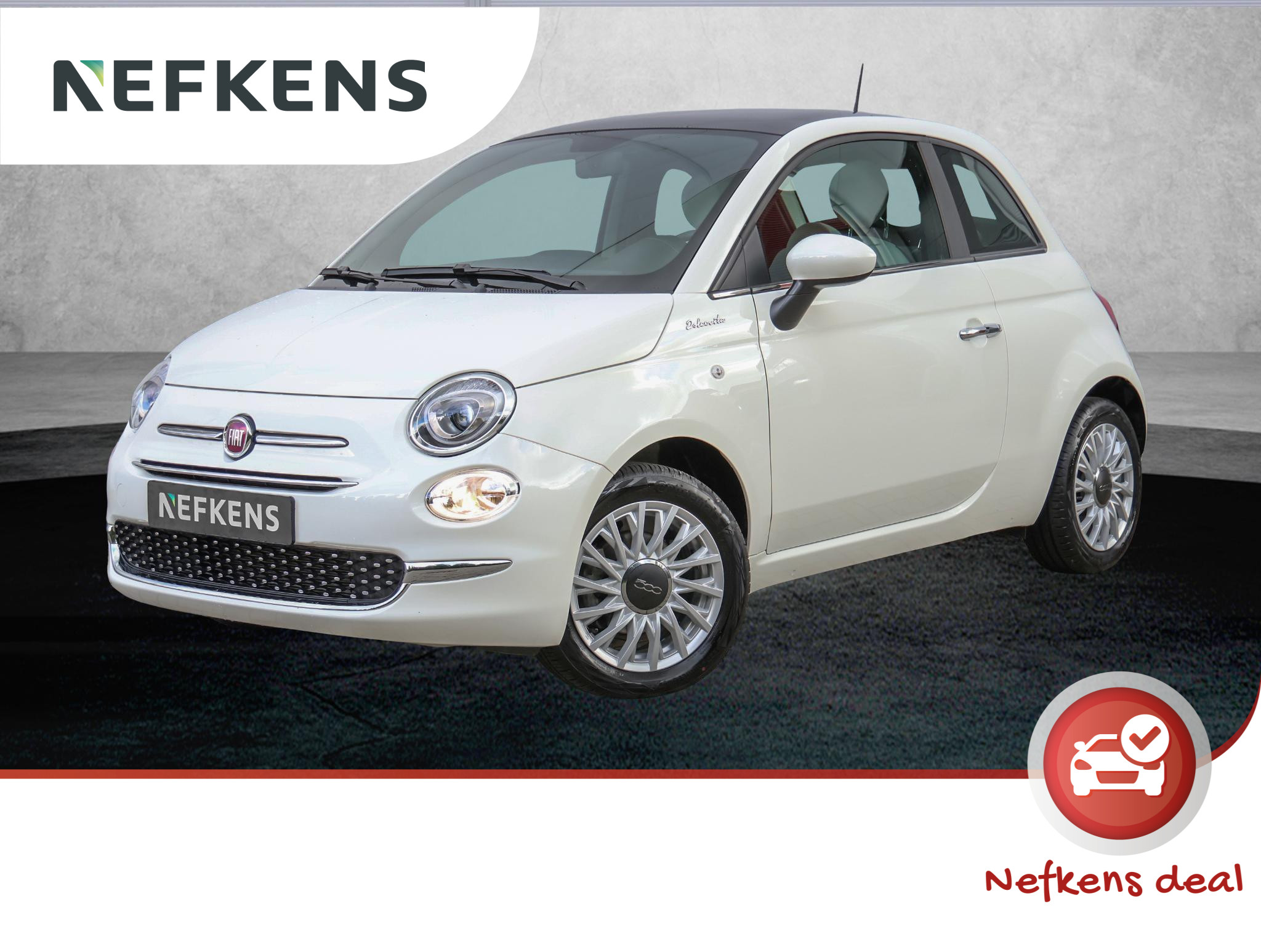 Fiat 500 69pk Hybrid Dolcevita (UNIEK!!/1ste eig./NAV./Glazendak/Cruise/Climate/7"scherm/Halfleer/Isofix)