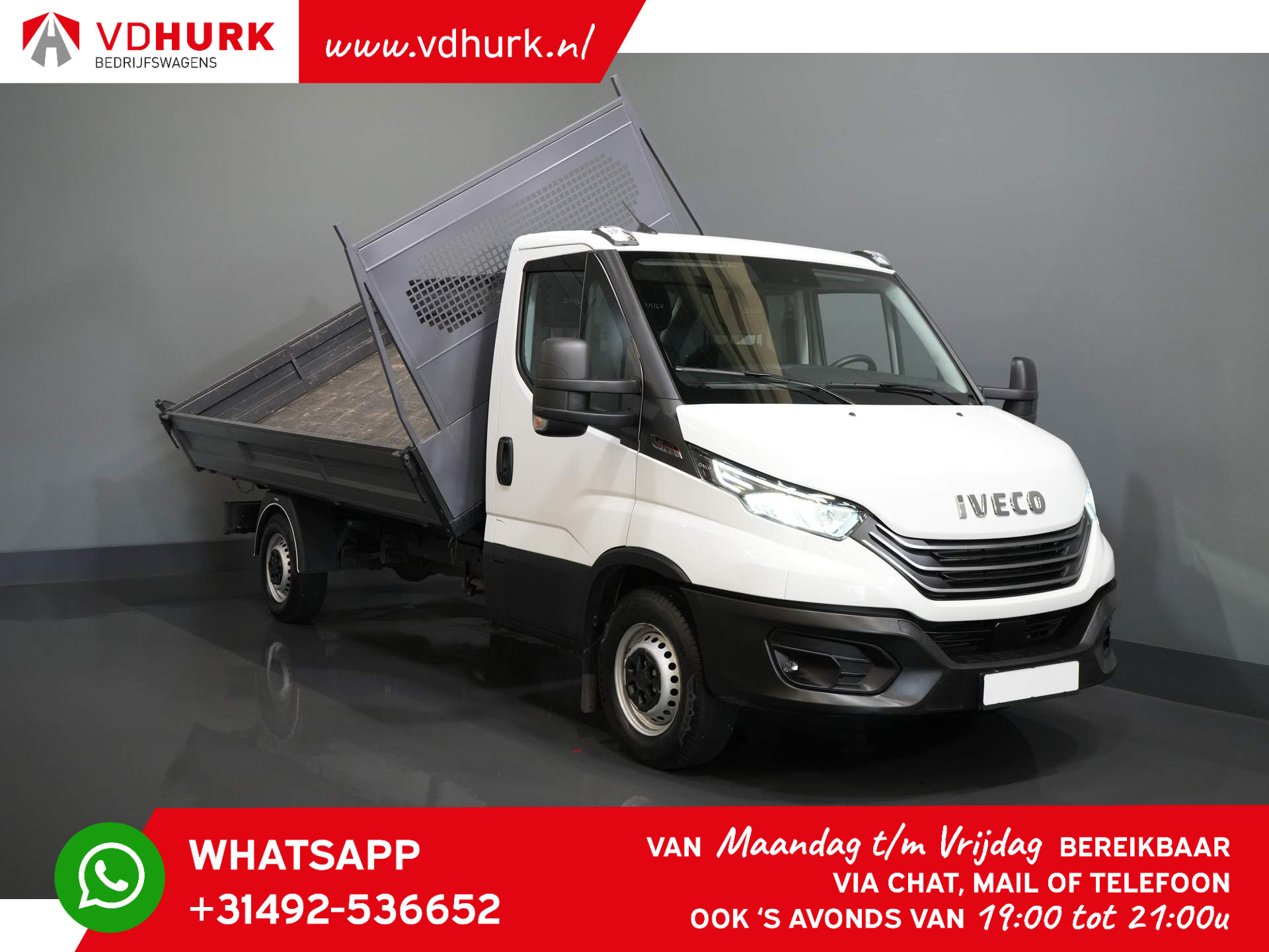 Iveco Daily 35S18H 3.0 180 pk Aut. (ZF) 3 Zijde Kipper/ kieper/ Tipper/ 3.5T trekverm./ Open laadbak/ dreiseiten/ Pritsche/ 397x200x40