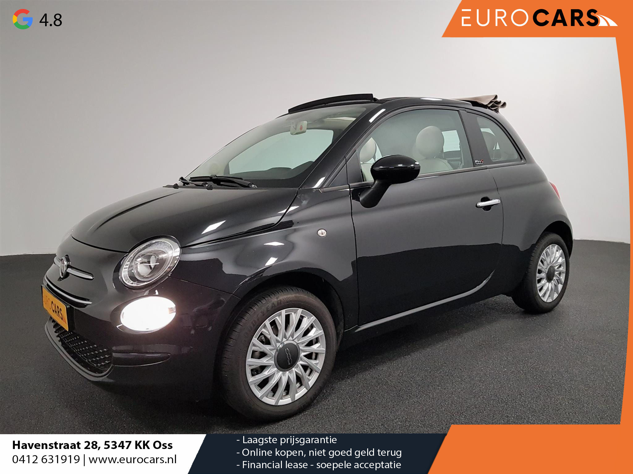 Fiat 500C 1.0 Hybrid Lounge + | Navigatie | Climate Control | Cruise Control | DAB | Parkeer Sensoren | Lichtmetalen velgen